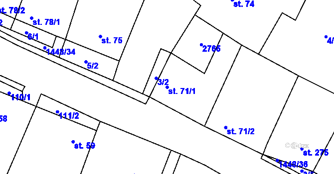Parcela st. 71/1 v KÚ Krumvíř, Katastrální mapa