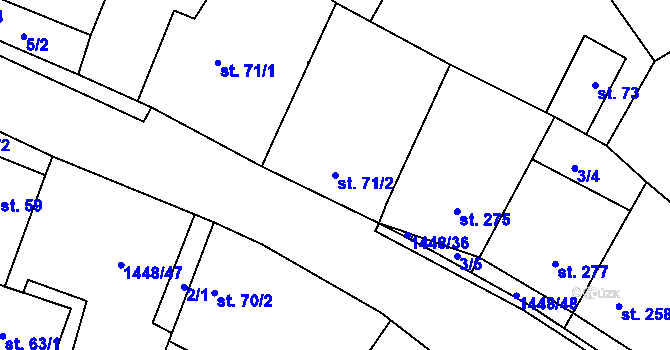 Parcela st. 71/2 v KÚ Krumvíř, Katastrální mapa