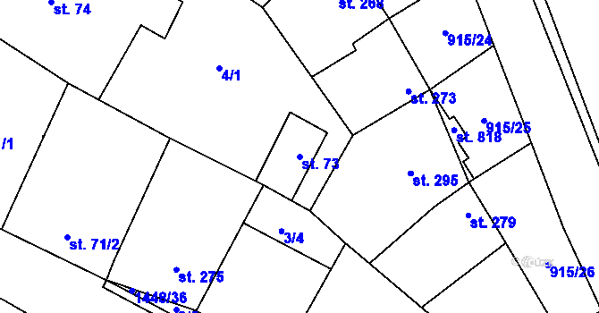 Parcela st. 73 v KÚ Krumvíř, Katastrální mapa