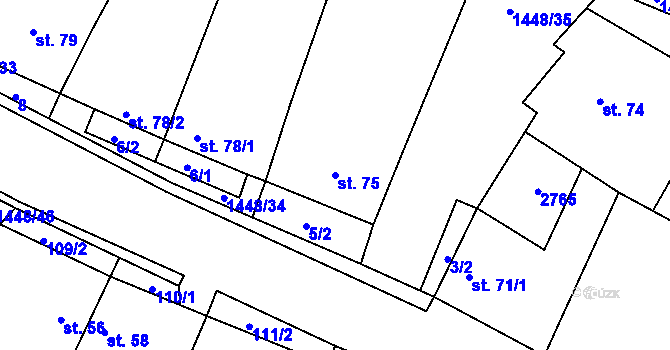 Parcela st. 75 v KÚ Krumvíř, Katastrální mapa