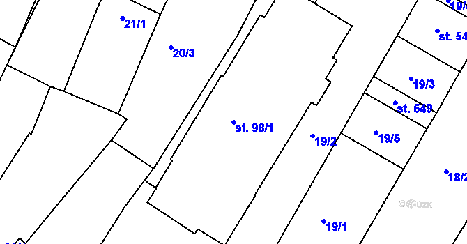 Parcela st. 98/1 v KÚ Krumvíř, Katastrální mapa