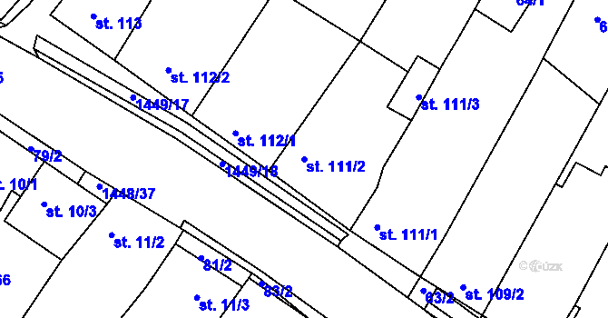 Parcela st. 111/2 v KÚ Krumvíř, Katastrální mapa