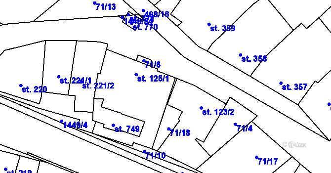 Parcela st. 124/2 v KÚ Krumvíř, Katastrální mapa
