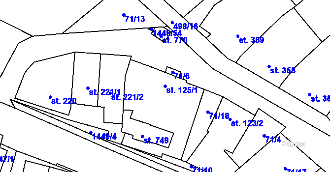Parcela st. 125/1 v KÚ Krumvíř, Katastrální mapa