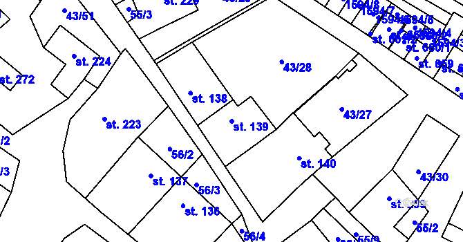 Parcela st. 139 v KÚ Krumvíř, Katastrální mapa