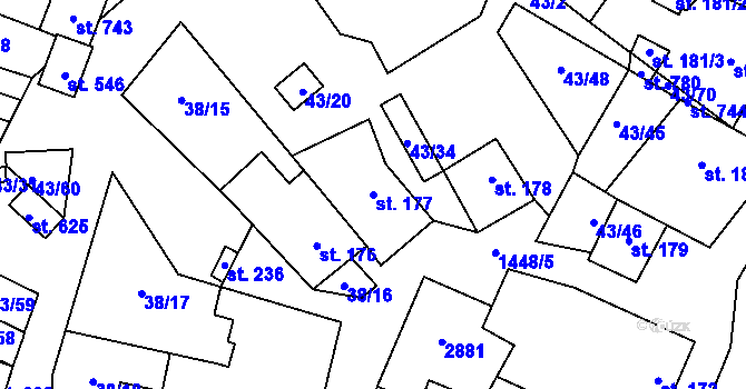 Parcela st. 177 v KÚ Krumvíř, Katastrální mapa