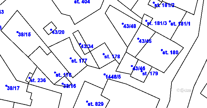 Parcela st. 178 v KÚ Krumvíř, Katastrální mapa