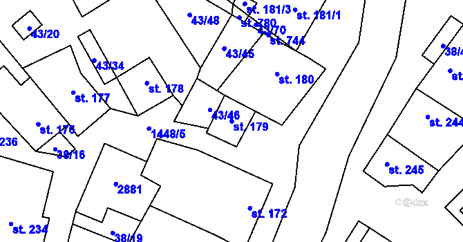 Parcela st. 179 v KÚ Krumvíř, Katastrální mapa