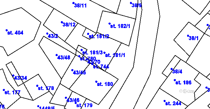 Parcela st. 181 v KÚ Krumvíř, Katastrální mapa