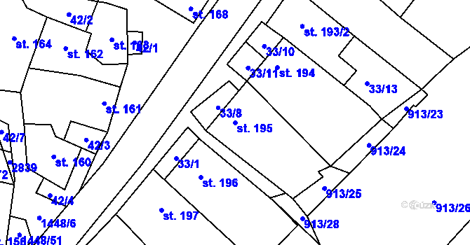 Parcela st. 195 v KÚ Krumvíř, Katastrální mapa