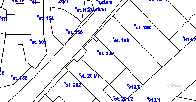 Parcela st. 200 v KÚ Krumvíř, Katastrální mapa