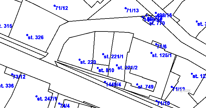 Parcela st. 221/1 v KÚ Krumvíř, Katastrální mapa