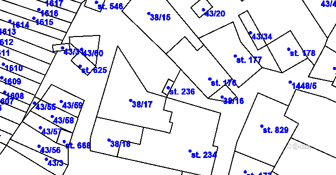 Parcela st. 236 v KÚ Krumvíř, Katastrální mapa
