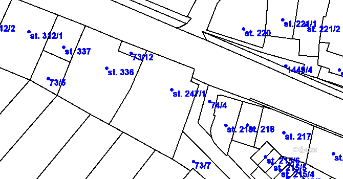 Parcela st. 247/1 v KÚ Krumvíř, Katastrální mapa