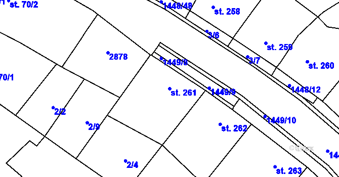 Parcela st. 261 v KÚ Krumvíř, Katastrální mapa