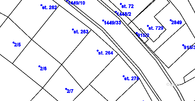 Parcela st. 264 v KÚ Krumvíř, Katastrální mapa