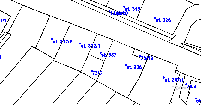 Parcela st. 337 v KÚ Krumvíř, Katastrální mapa