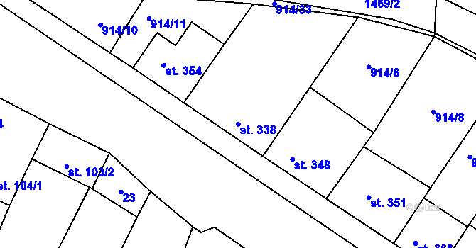 Parcela st. 338 v KÚ Krumvíř, Katastrální mapa