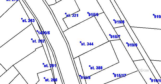 Parcela st. 344 v KÚ Krumvíř, Katastrální mapa