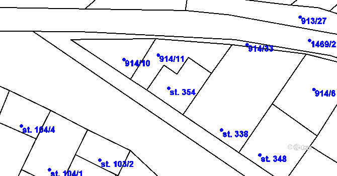 Parcela st. 354 v KÚ Krumvíř, Katastrální mapa