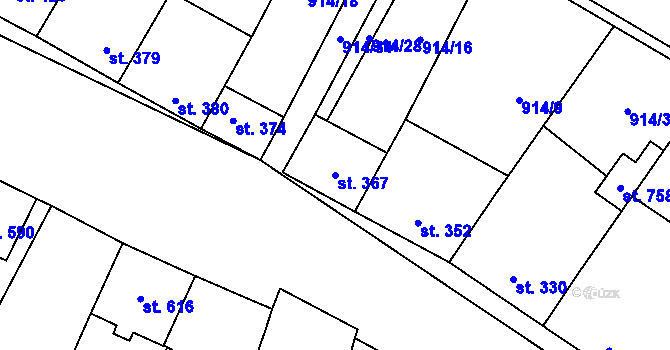 Parcela st. 367 v KÚ Krumvíř, Katastrální mapa