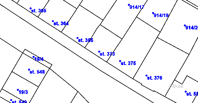 Parcela st. 373 v KÚ Krumvíř, Katastrální mapa