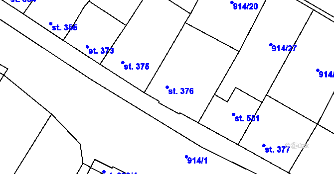 Parcela st. 376 v KÚ Krumvíř, Katastrální mapa