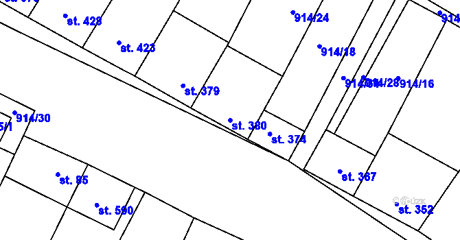 Parcela st. 380 v KÚ Krumvíř, Katastrální mapa