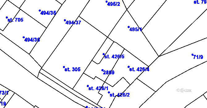 Parcela st. 426/5 v KÚ Krumvíř, Katastrální mapa