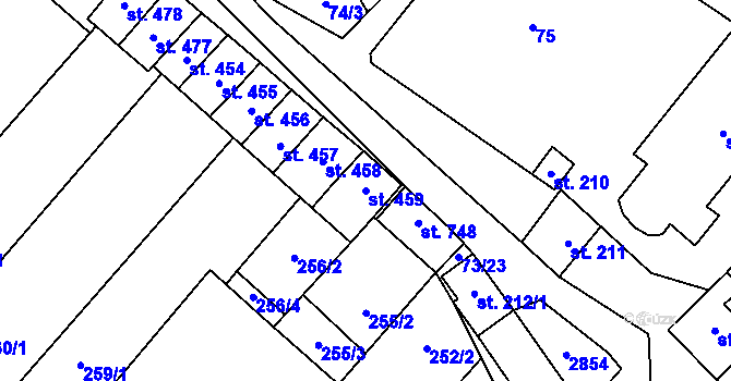 Parcela st. 459 v KÚ Krumvíř, Katastrální mapa
