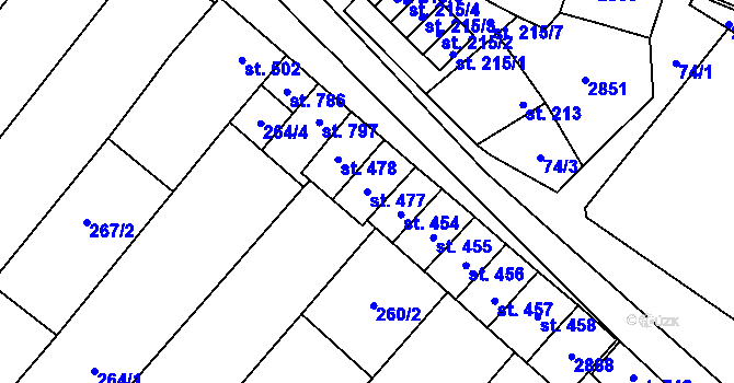 Parcela st. 477 v KÚ Krumvíř, Katastrální mapa