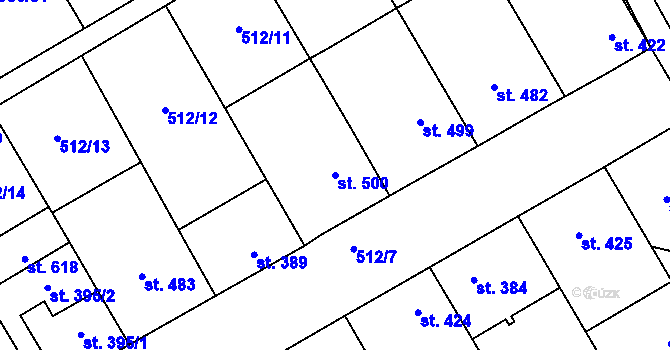 Parcela st. 500 v KÚ Krumvíř, Katastrální mapa