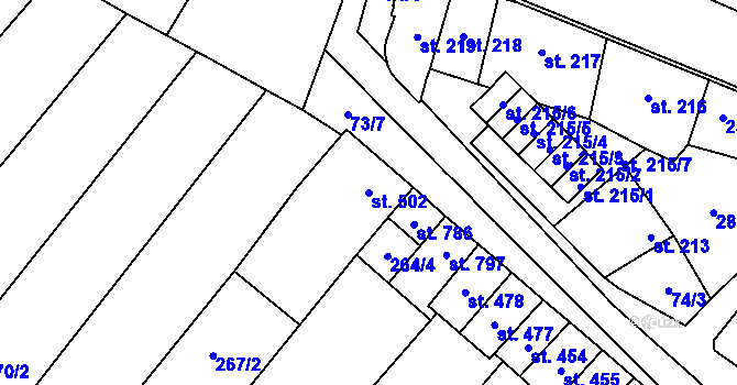 Parcela st. 502 v KÚ Krumvíř, Katastrální mapa