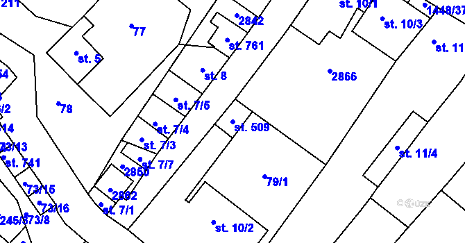Parcela st. 509 v KÚ Krumvíř, Katastrální mapa