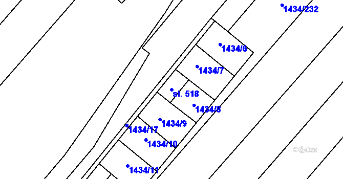 Parcela st. 518 v KÚ Krumvíř, Katastrální mapa