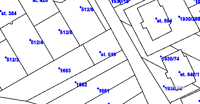 Parcela st. 519 v KÚ Krumvíř, Katastrální mapa