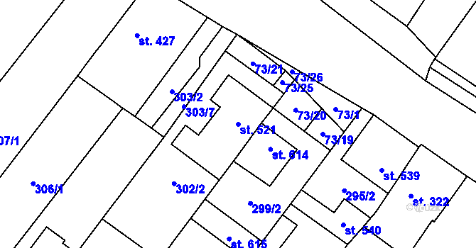 Parcela st. 521 v KÚ Krumvíř, Katastrální mapa