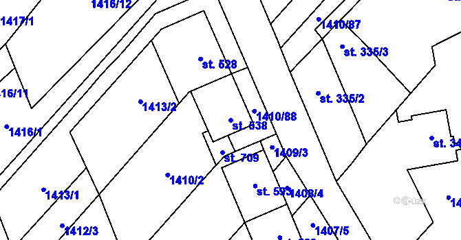 Parcela st. 538 v KÚ Krumvíř, Katastrální mapa