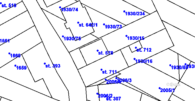 Parcela st. 578 v KÚ Krumvíř, Katastrální mapa