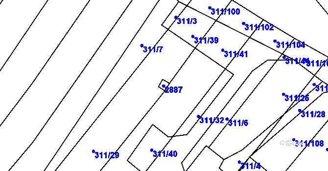 Parcela st. 581 v KÚ Krumvíř, Katastrální mapa