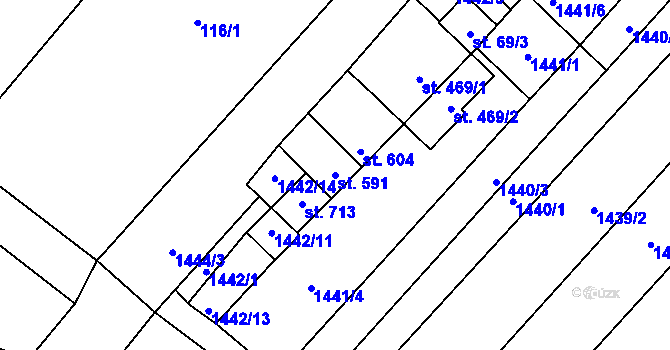 Parcela st. 591 v KÚ Krumvíř, Katastrální mapa