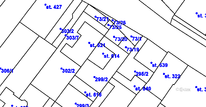 Parcela st. 614 v KÚ Krumvíř, Katastrální mapa
