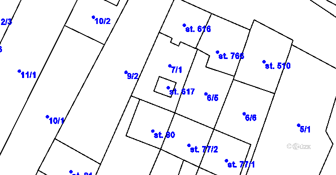 Parcela st. 617 v KÚ Krumvíř, Katastrální mapa