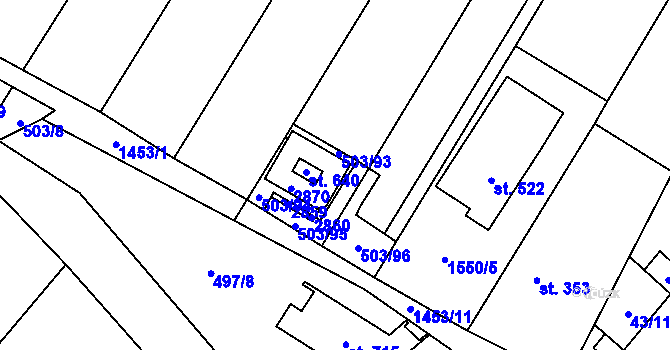 Parcela st. 641 v KÚ Krumvíř, Katastrální mapa
