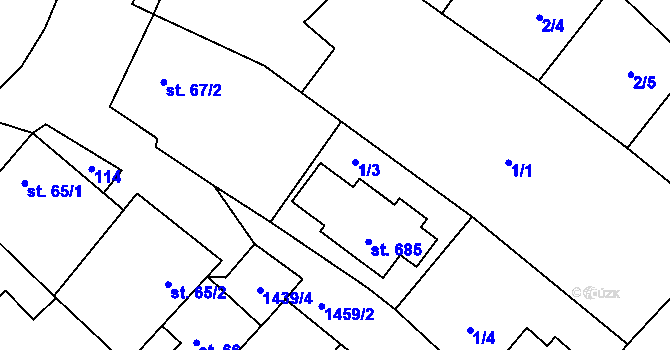 Parcela st. 1/3 v KÚ Krumvíř, Katastrální mapa