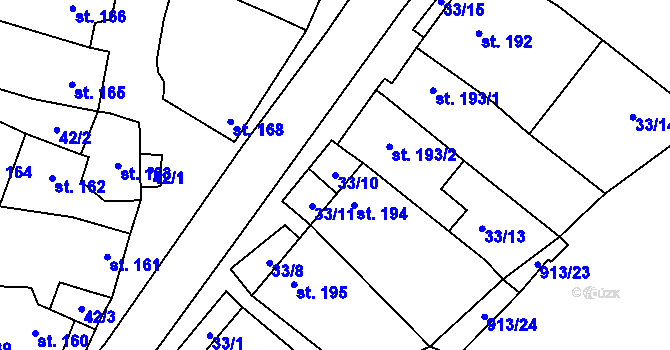 Parcela st. 33/10 v KÚ Krumvíř, Katastrální mapa