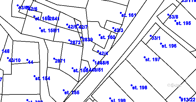 Parcela st. 42/4 v KÚ Krumvíř, Katastrální mapa