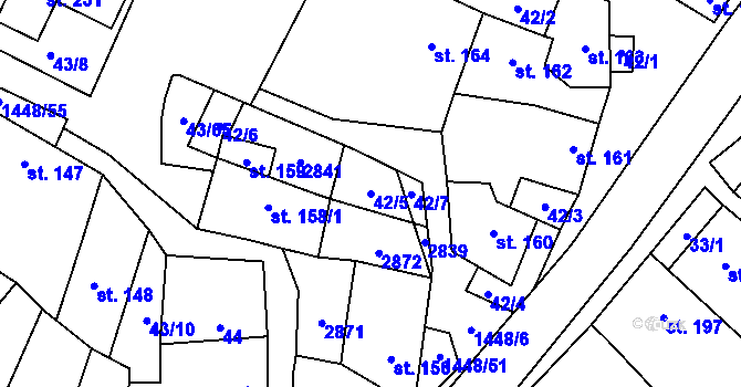 Parcela st. 42/5 v KÚ Krumvíř, Katastrální mapa