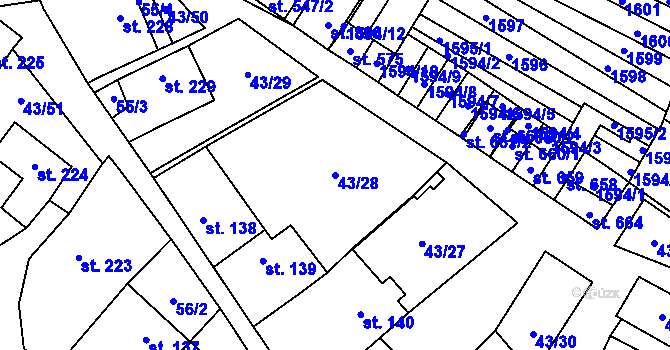 Parcela st. 43/28 v KÚ Krumvíř, Katastrální mapa