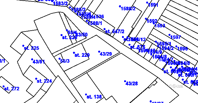 Parcela st. 43/29 v KÚ Krumvíř, Katastrální mapa